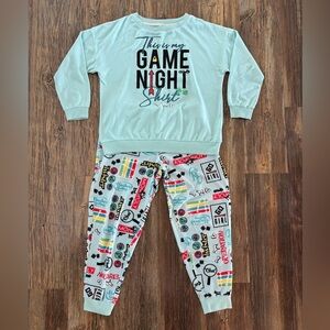 Hasbro Game Night PJs Pajama Set Womens M Blue Monopoly Clue Twister Operation